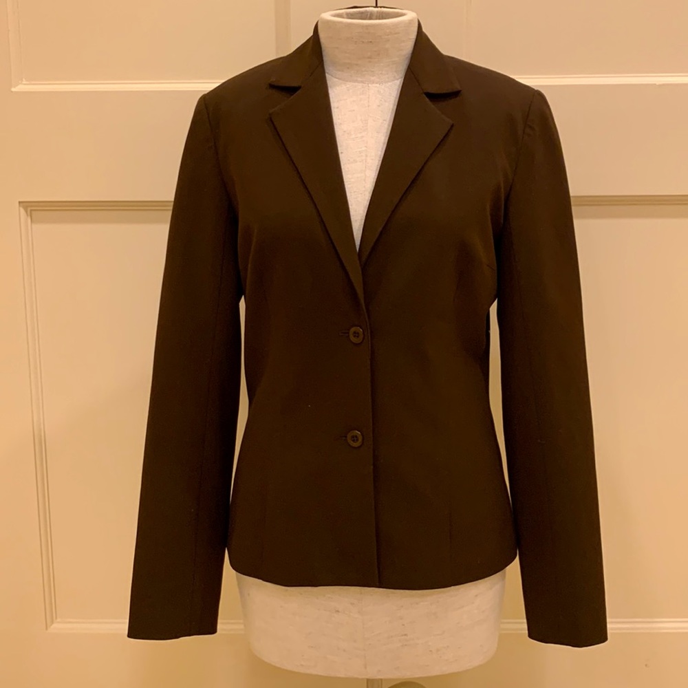 TRINA TURK WOMENS SIZE 6 BROWN TWO BUTTON BLAZER